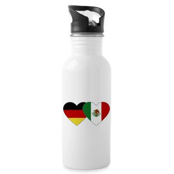 Germany Mexico Flag Heart - Water bottle with straw - white - Right