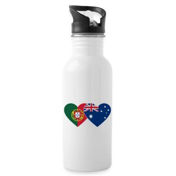 Portugal Australien Flagge Herz - Trinkflasche mit integriertem Trinkhalm - Weiß - Rechts