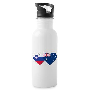 Slovenia Australia Flag Heart - Water bottle with straw - white - Right