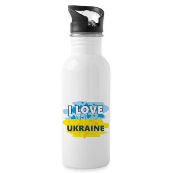 I love Ukraine - Water bottle with straw - white - Right