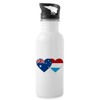 Australia Luxembourg Flag Heart - Water bottle with straw - white - Right