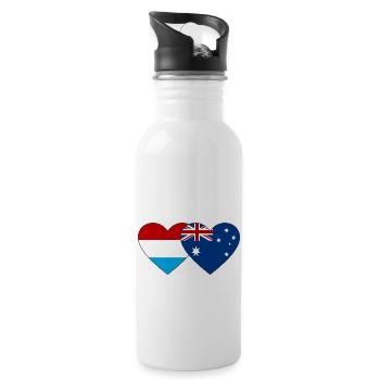Luxembourg Australia Flag Heart - Water bottle with straw - white - Right