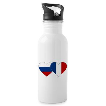 Russie France Flag Coeur - Gourde avec paille intégrée - blanc - Droite