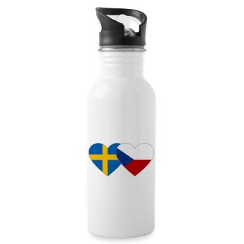 Schweden Tschechien Flagge Herz - Trinkflasche mit integriertem Trinkhalm - Weiß - Rechts