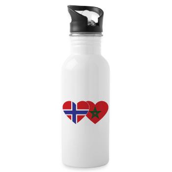 Norwegen Marokko Flagge Herz - Trinkflasche mit integriertem Trinkhalm - Weiß - Rechts