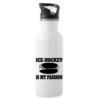 Sports d’hiver Hockey sur glace Hockey sur glace Équipe Cadeau - Gourde avec paille intégrée - blanc - Droite