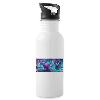 Future Cat - Trinkflasche mit integriertem Trinkhalm - Weiß - Rechts