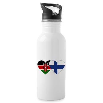 Kenia Finnland Flagge Herz - Trinkflasche mit integriertem Trinkhalm - Weiß - Rechts