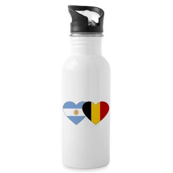 Argentine Belgique Drapeau Coeur - Gourde avec paille intégrée - blanc - Droite