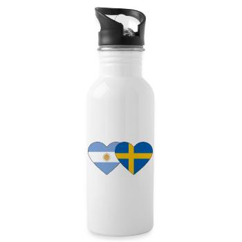 Coeur de drapeau Argentine Suède - Gourde avec paille intégrée - blanc - Droite