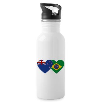 Nouvelle-Zélande Brésil Flag Heart - Gourde avec paille intégrée - blanc - Droite