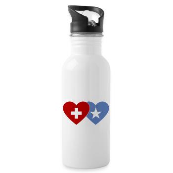 Suisse Somalie Flag Heart - Gourde avec paille intégrée - blanc - Droite