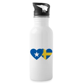 Somalia Sweden Flag Heart - Water bottle with straw - white - Right