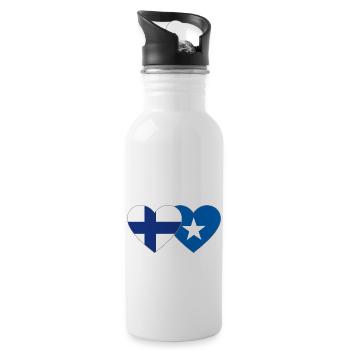 Finland Somalia Flag Heart - Water bottle with straw - white - Right