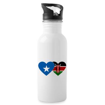 Somalia Kenya Flag Heart - Water bottle with straw - white - Right