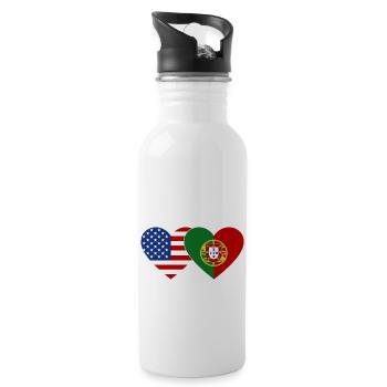 États-Unis Portugal Flag Heart - Gourde avec paille intégrée - blanc - Droite