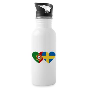Portugal Suède Flag Coeur - Gourde avec paille intégrée - blanc - Droite