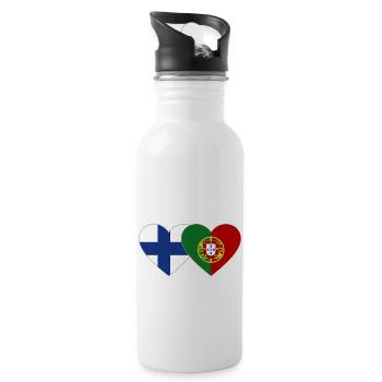 Finlande Portugal Drapeau Coeur - Gourde avec paille intégrée - blanc - Droite