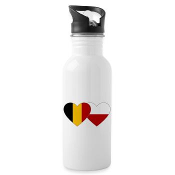 Belgien Polen Flagge Herz - Trinkflasche mit integriertem Trinkhalm - Weiß - Rechts