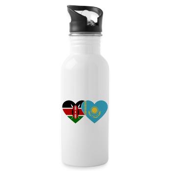 Kenia KasachstanFlagge Herz - Trinkflasche mit integriertem Trinkhalm - Weiß - Rechts