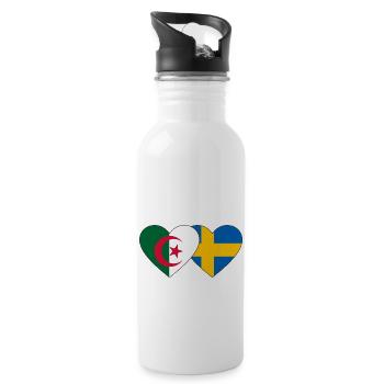 Algérie Suède Drapeau Coeur - Gourde avec paille intégrée - blanc - Droite