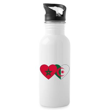 Morocco Algeria Flag Heart - Water bottle with straw - white - Right