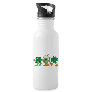 Happy St Patrick's Day. St. Patrick's Day! - Water bottle with straw - white - Right