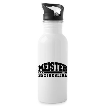 Meister 2023 Bezirksliga Aufstieg Fußball - Trinkflasche mit integriertem Trinkhalm - Weiß - Rechts
