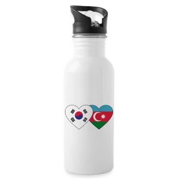 Corée du Sud Azerbaïdjan Flag Heart - Gourde avec paille intégrée - blanc - Droite