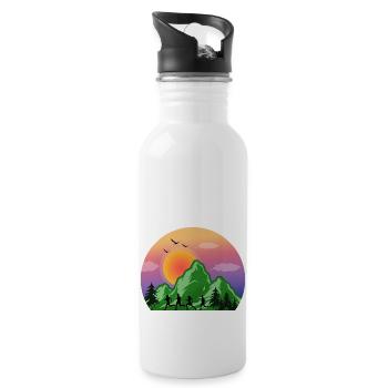 Trail Runner Running Jogging Jogger I Gift - Water bottle with straw - white - Right