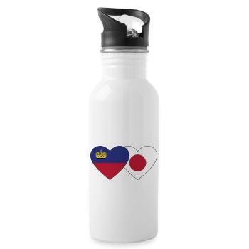 Liechtenstein Japan Flag Heart - Water bottle with straw - white - Right