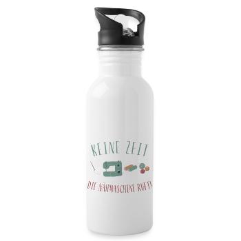 Näherin Schneiderin Nähmaschine Geschenk Nähen - Trinkflasche mit integriertem Trinkhalm - Weiß - Rechts