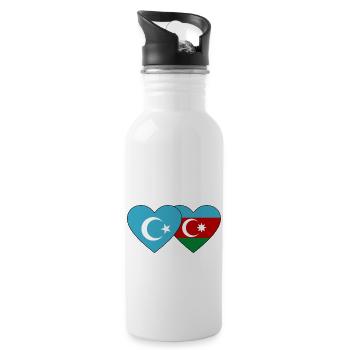 Ouïghours Turkestan oriental Azerbaïdjan Drapeau Cœur - Gourde avec paille intégrée - blanc - Droite