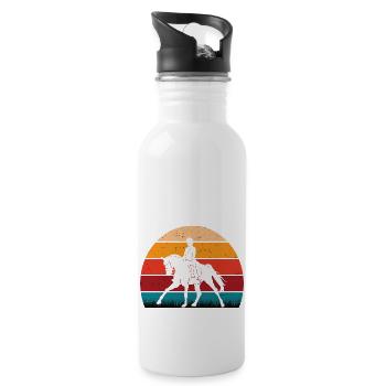 RETRO PFERDEDESIGN I REITEN - Trinkflasche mit integriertem Trinkhalm - Weiß - Rechts