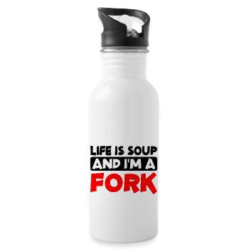 Life Is Soup And I'm A Fork 14 - Water bottle with straw - white - Right