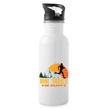 Trail Runner Running Jogging Jogger I Gift - Water bottle with straw - white - Right