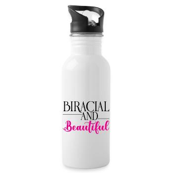Biracial And Beautiful 2 - Water bottle with straw - white - Right
