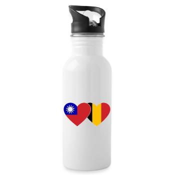 Taïwan Belgique Flag Heart - Gourde avec paille intégrée - blanc - Droite