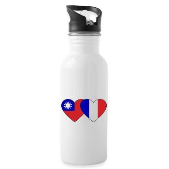 Taiwan France Flag Heart - Gourde avec paille intégrée - blanc - Droite