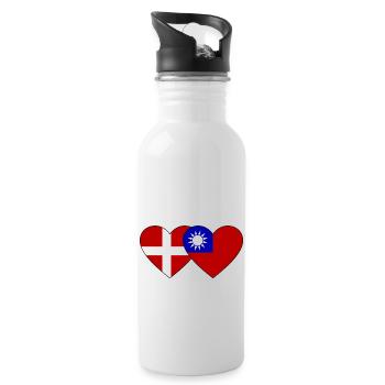 Danemark Taiwan Flag Heart - Gourde avec paille intégrée - blanc - Droite