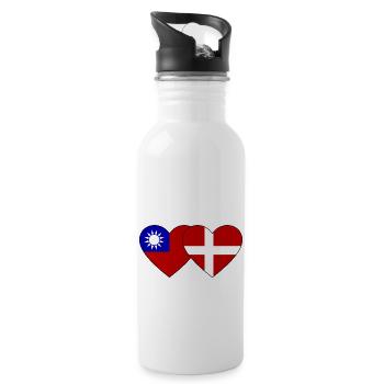 Taiwan Danemark Flag Heart - Gourde avec paille intégrée - blanc - Droite