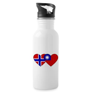 Norvège Taïwan Flag Heart - Gourde avec paille intégrée - blanc - Droite