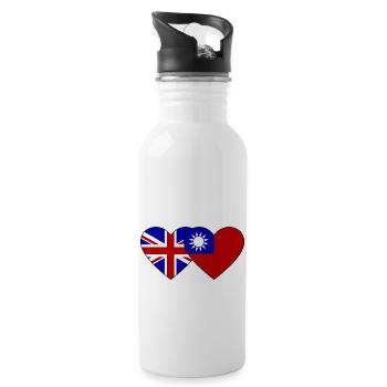England Taiwan Flag Heart - Water bottle with straw - white - Right