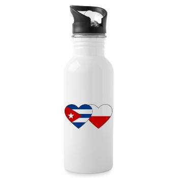 Kuba Polen Flagge Herz - Trinkflasche mit integriertem Trinkhalm - Weiß - Rechts