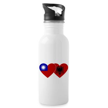 Taiwan Albanie Flag Heart - Gourde avec paille intégrée - blanc - Droite