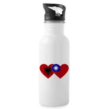AlbanienTaiwan Flagge Herz - Trinkflasche mit integriertem Trinkhalm - Weiß - Rechts