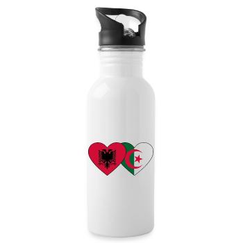 Albania Algeria Flag Heart - Water bottle with straw - white - Right
