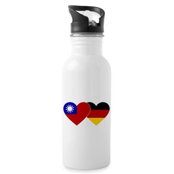 Taïwan Allemagne Flag Heart - Gourde avec paille intégrée - blanc - Droite