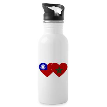 Taiwan Maroc Flag Heart - Gourde avec paille intégrée - blanc - Droite