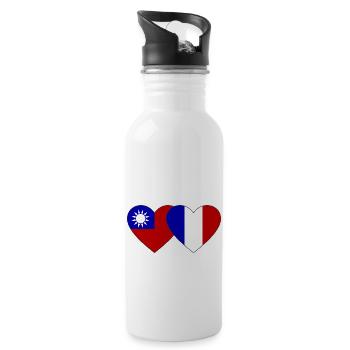 Taiwan France Flag Heart - Gourde avec paille intégrée - blanc - Droite